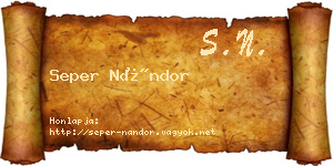 Seper Nándor névjegykártya